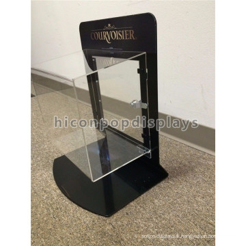 L&#39;affichage de bijoux en acrylique définit une vitrine de bijoux de comptoir portable verrouillable à cadre en métal noir